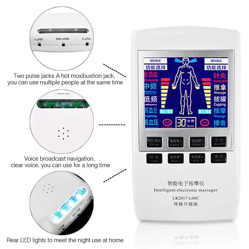 Electric Compex Tens Acupuncture EMS Pulse Muscle Stimulator Massager Low Frequency Physiotherapy Massage Body Pads Machine