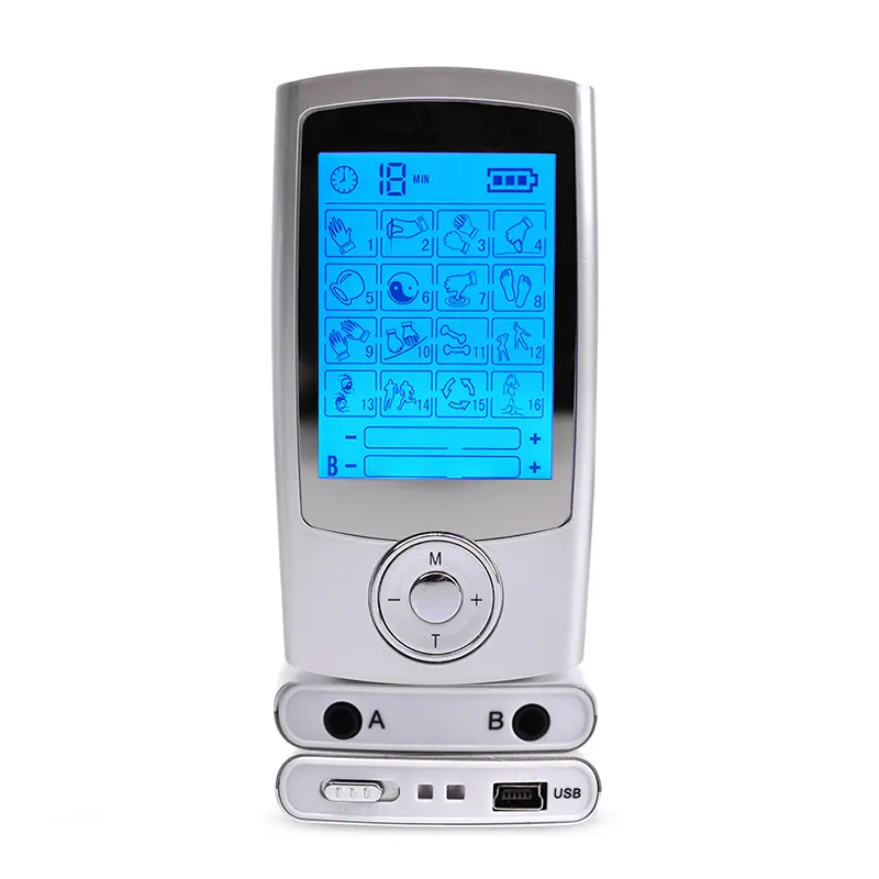 16 Modes Dual Output Electric Pulse TENS Unit Physiotherapy Body Massager Pain Relief EMS Muscle Stimulator Electrostimulator