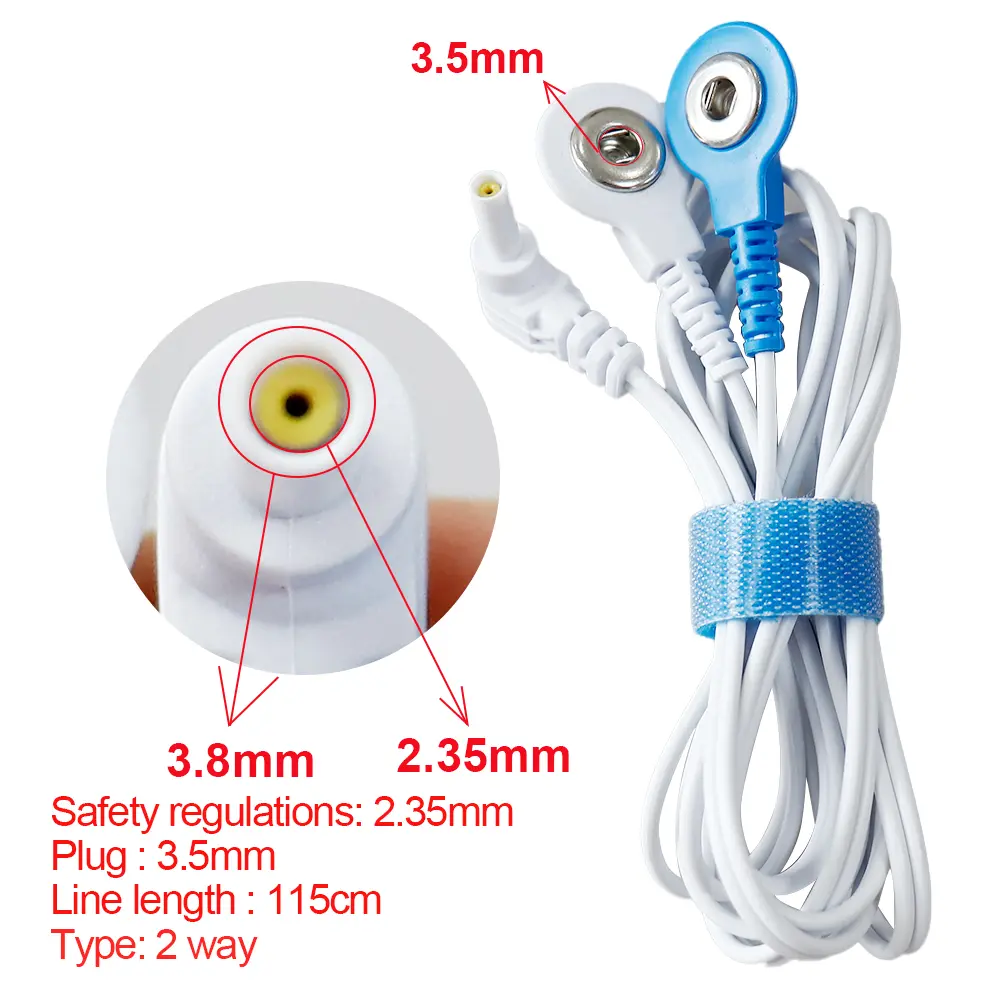 Electrode Lead Wires TENS Conductive Plug 2/3.5mm for Ems Massage Electrode Pad Standard Pin Digital Tens Machine Replacement