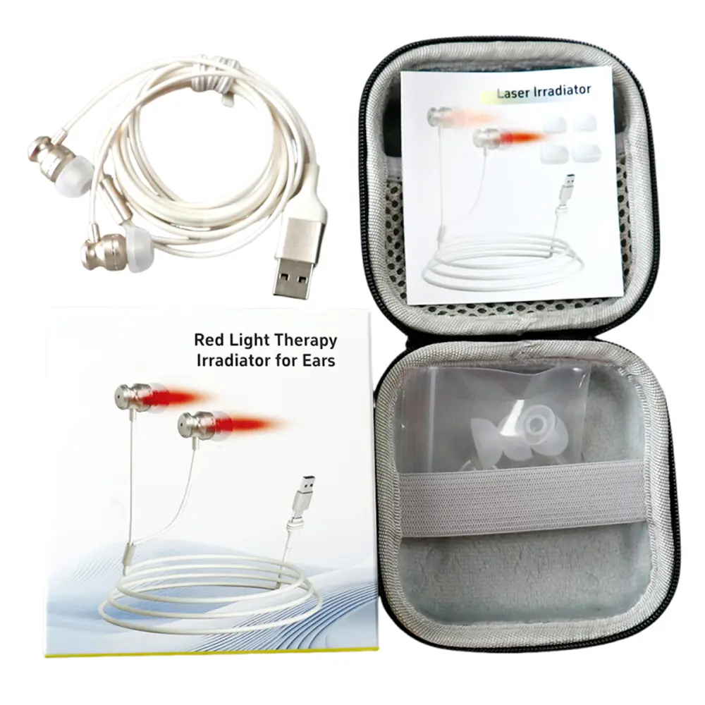 Tinnitus Ear Laser Irradiation Therapy Otitis Media 650nm RedLight Deafness Device Tinnitus Physiotherapy LLLT Ear Canal Earplug