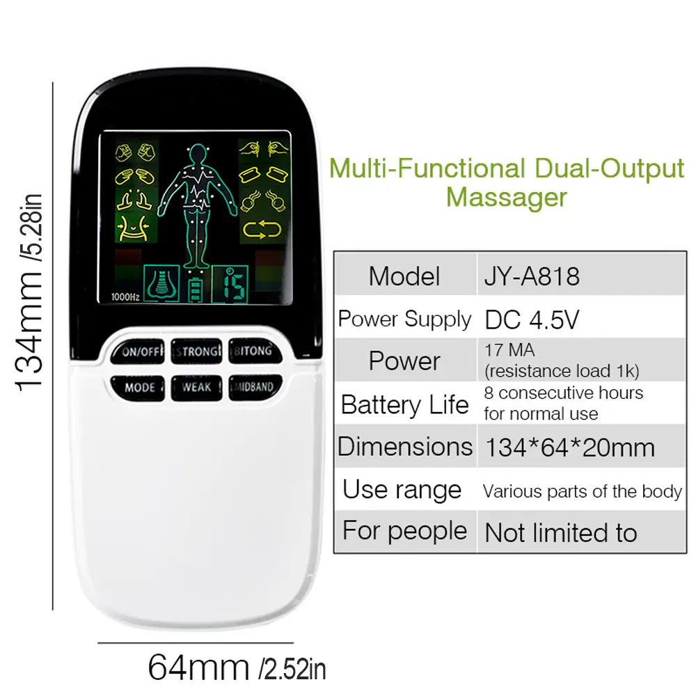 Physiotherapy Tens Muscle Stimulator 8 Modes EMS Acupuncture Pulse LCD Screen Body Massage Digital Therapy Slimming Machine