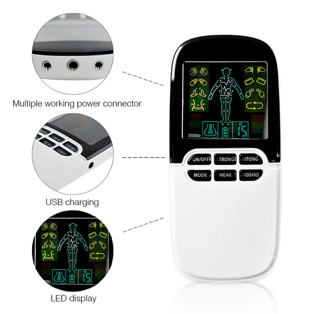Physiotherapy Tens Muscle Stimulator 8 Modes EMS Acupuncture Pulse LCD Screen Body Massage Digital Therapy Slimming Machine