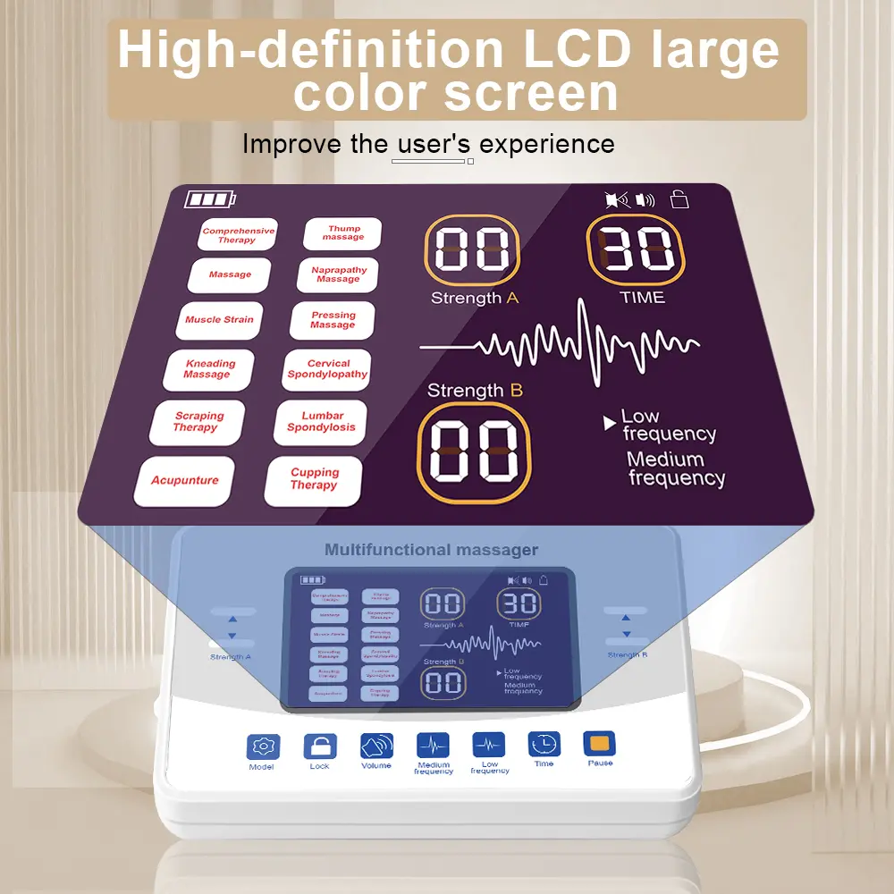 Electronic Pulse Massager Acupuncture 12 Modes Tens Muscle Stimulator Microcurrent Low Frequency EMS Slimming Massage Machine