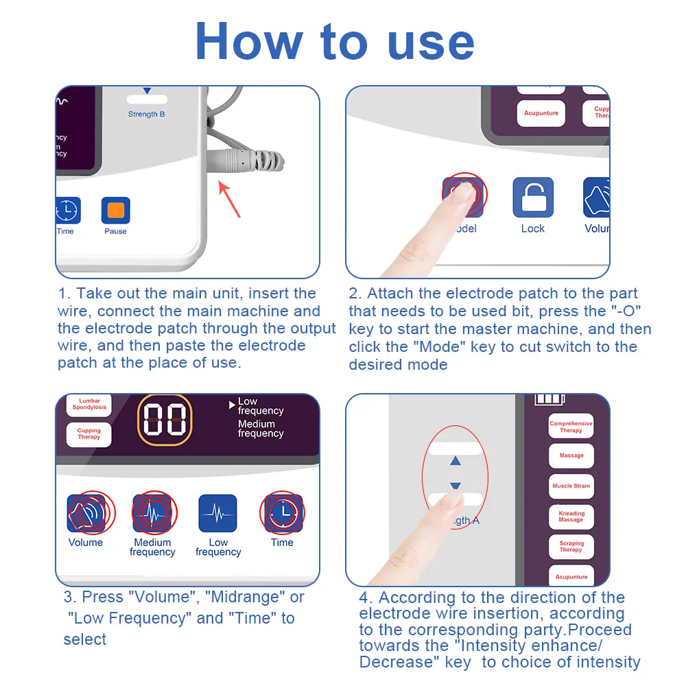 Electronic Pulse Massager Acupuncture 12 Modes Tens Muscle Stimulator Microcurrent Low Frequency EMS Slimming Massage Machine