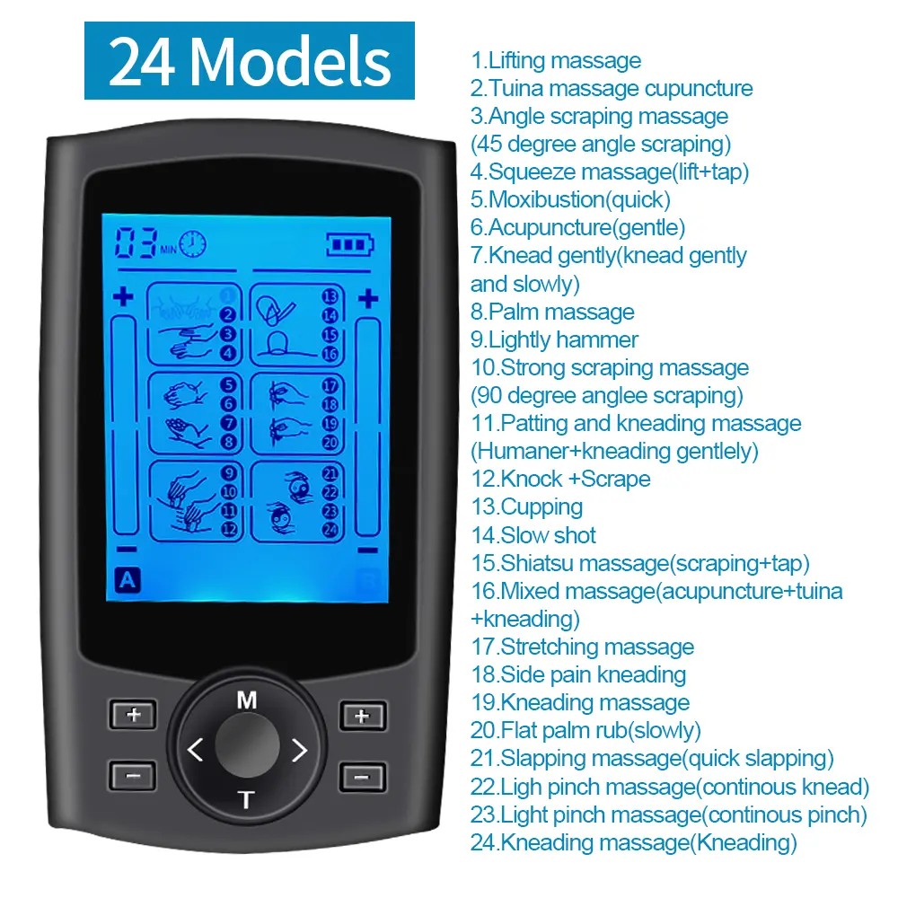 24 Modes TENS Electrodes Compex Machine Pulse Slimming Machine EMS Acupuncture Muscle Stimulation Body Massager Therapy Massage