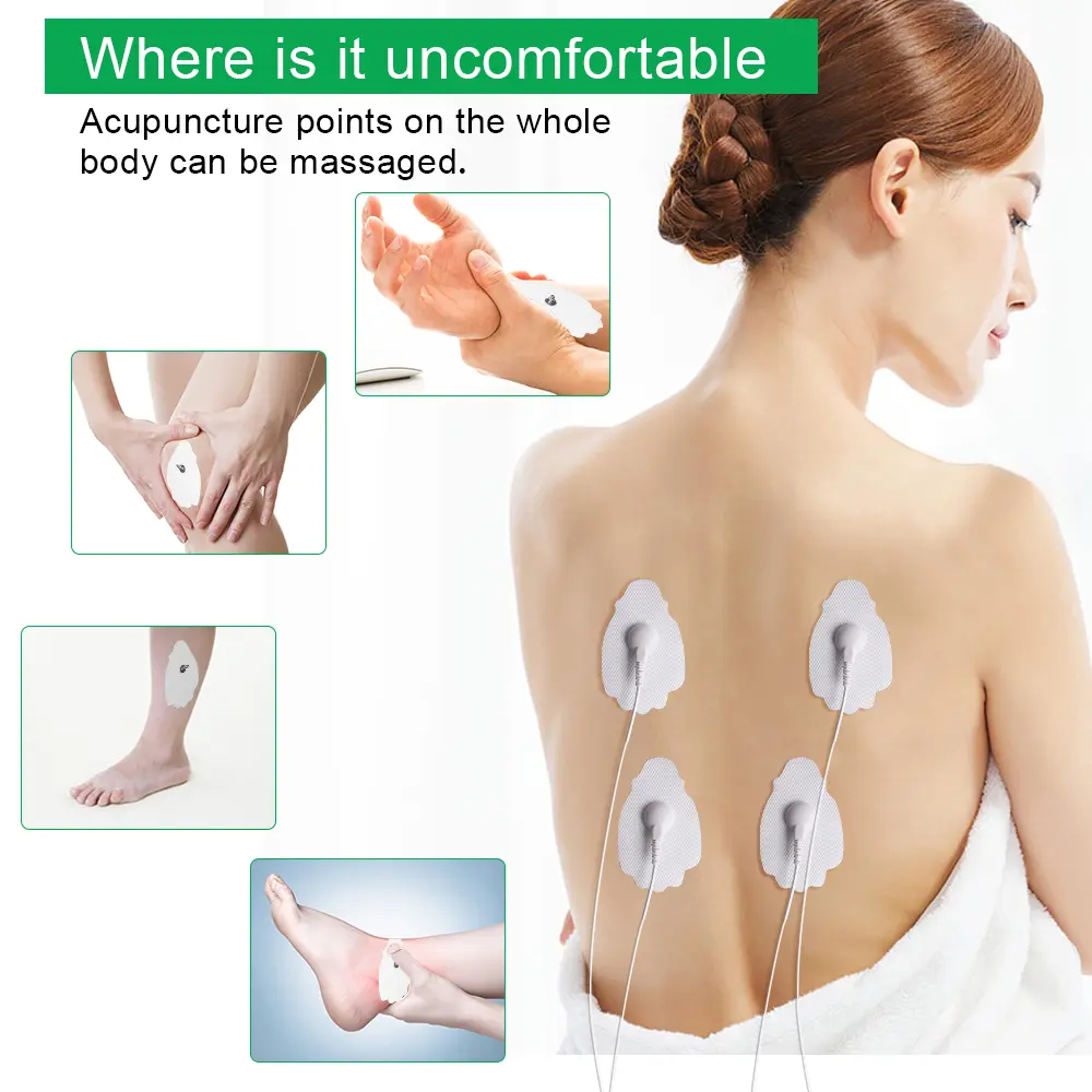 10PCS Physiotherapy Tens Machine Electrode Patches EMS Acupuncture Muscles Stimulator Pads Conductive Gel Therapeutic Reusable