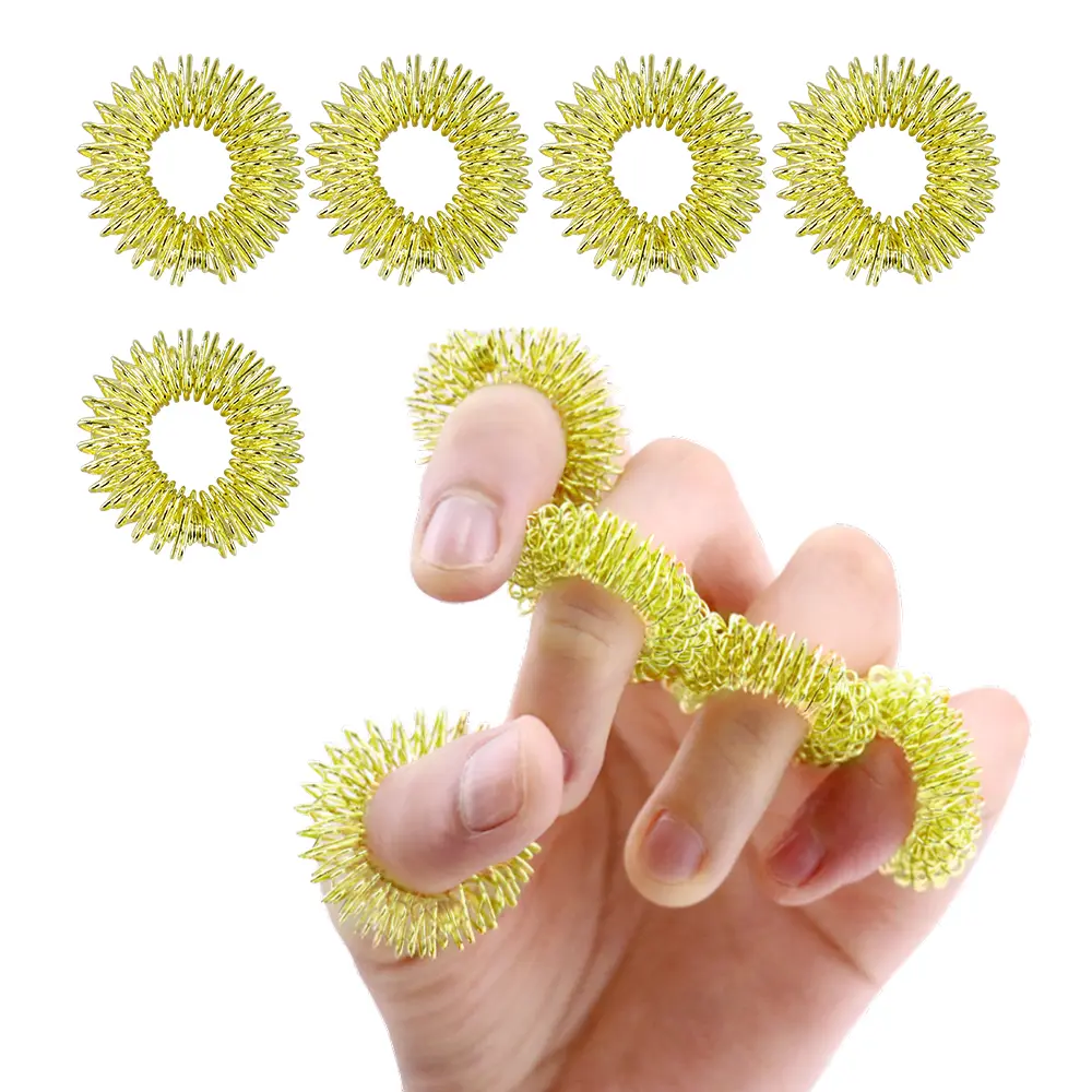 10Pcs Finger Massage Ring Acupuncture Stainless Steel Relaxation Relieve Stress Point Massager Health Care Blood Circulati Tools