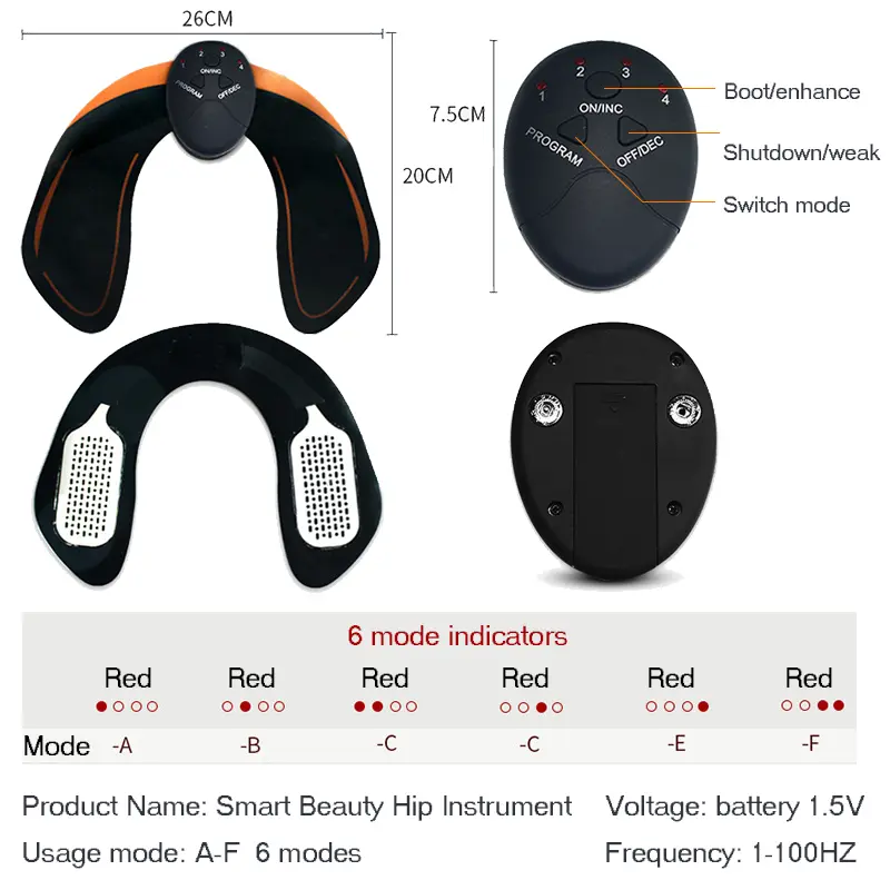 EMS Trainer Electric Hip Abdominal Arm Muscle Stimulator ABS Fitness Buttocks Butt Lifting Muscle Smart Slimming Massager Unisex