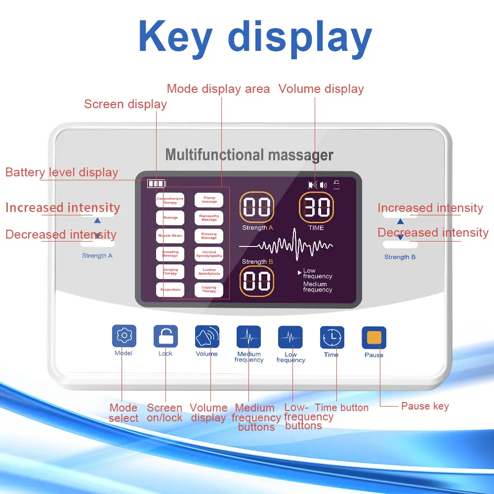 12 Modes TENS Low Frequency Therapy Device EMS Muscle Stimulator Electronic Pulse Massager Myostimulation Apparatus SPA Machine