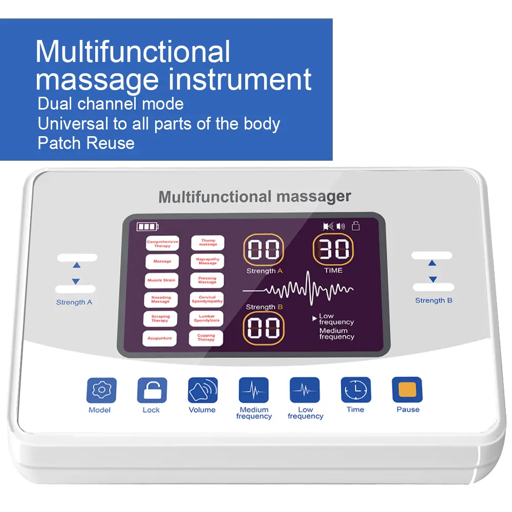 12 Modes TENS Low Frequency Therapy Device EMS Muscle Stimulator Electronic Pulse Massager Myostimulation Apparatus SPA Machine