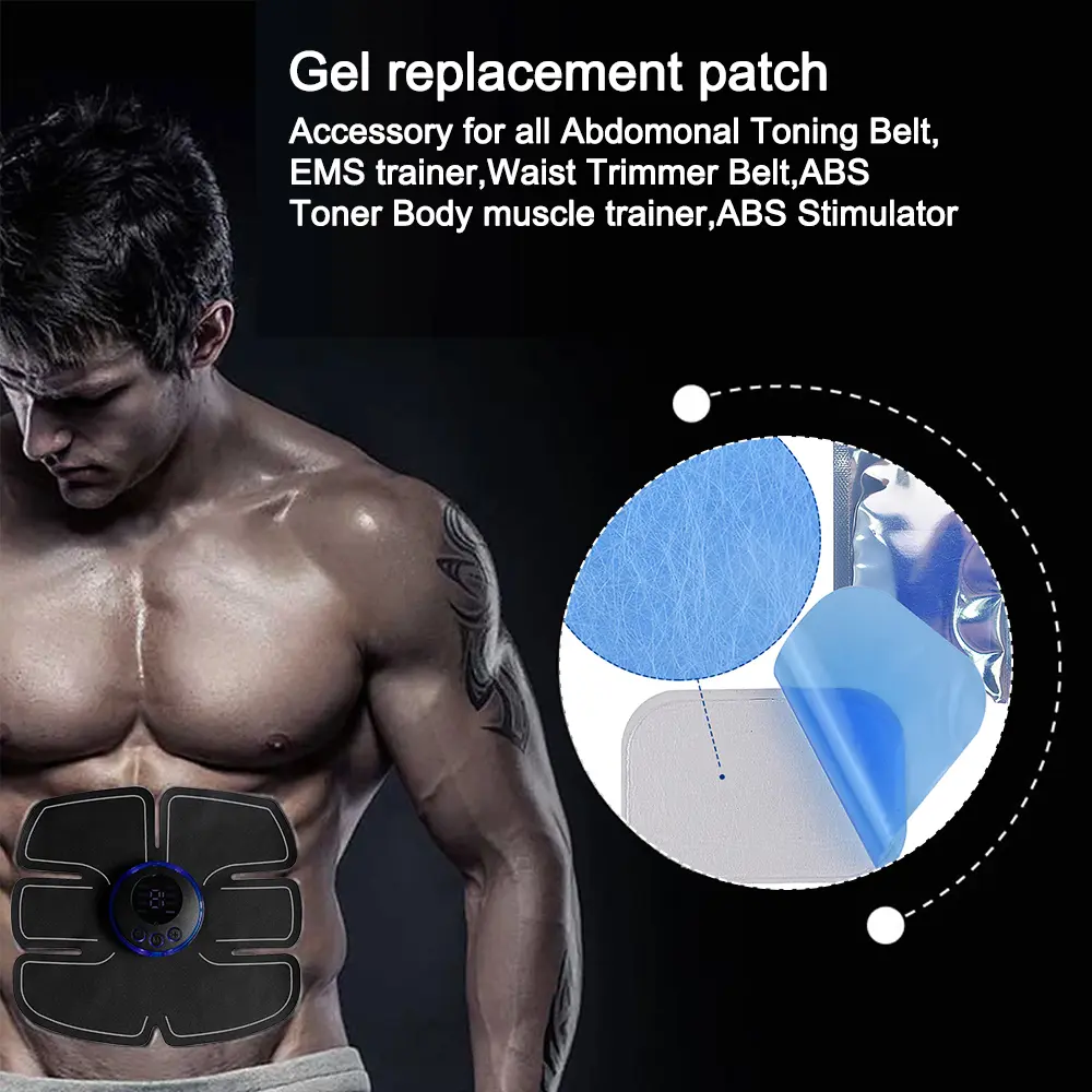 EMS Abdominal Muscle Stimulator Fitness ABS Body Arm Massage Training Patches USB Rechargeable Wireless LCD Display Replace Gel