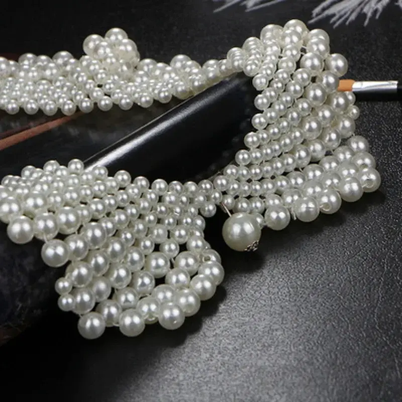 Beautiful New 1 Pcs Pearl Bow Pearl Collar Necklace Hand Woven Pearl Necklace Clothing Accessories Women's Creative Gifts
