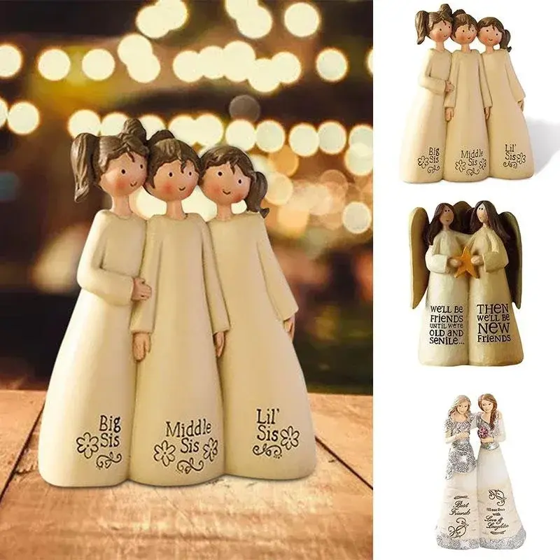 Celebrate Friendship Statue Room Home Decor Resin Angel Statue Sisters Friends Decoration Valentines Day Gift
