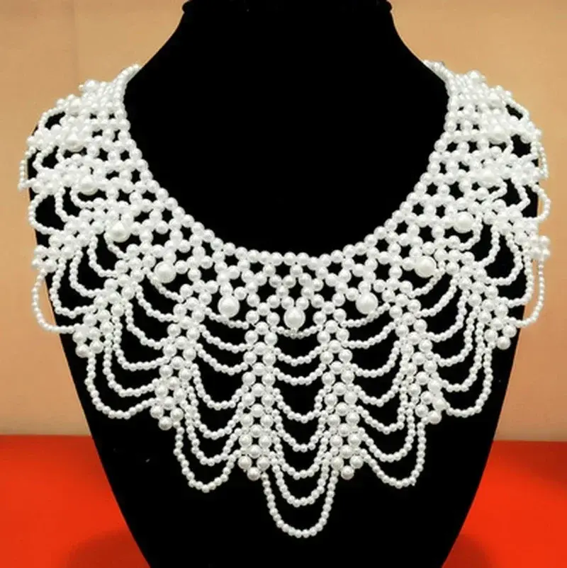 Beautiful New 1 Pcs Pearl Bow Pearl Collar Necklace Hand Woven Pearl Necklace Clothing Accessories Women's Creative Gifts