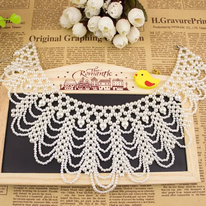 Beautiful New 1 Pcs Pearl Bow Pearl Collar Necklace Hand Woven Pearl Necklace Clothing Accessories Women's Creative Gifts