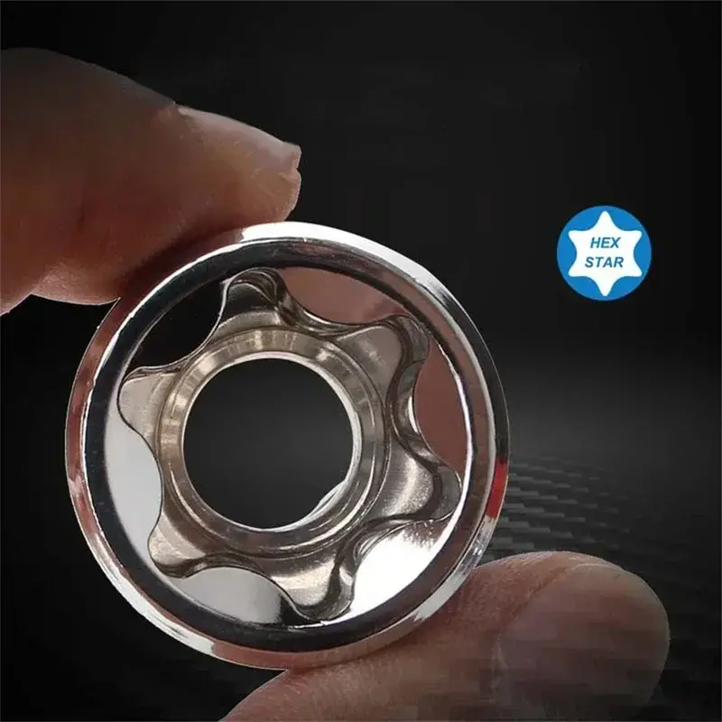 Female E Torx Socket Set with Case, 1/4, 3/8, 1/2 in. Drive E4-E24 External Torque Star Socket Kit, 14Pcs