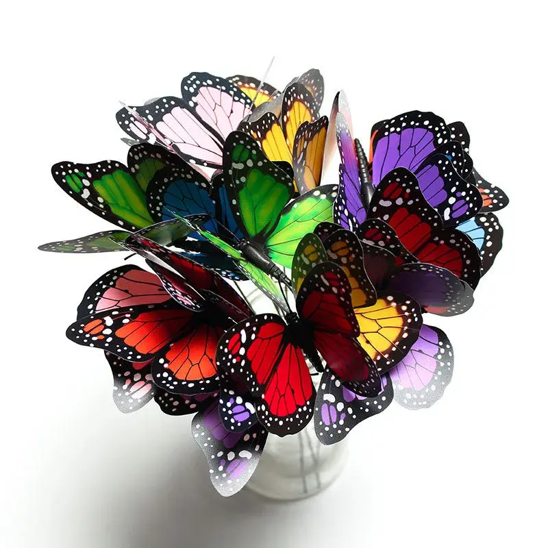 10/20 pcs 3D Monarch Butterfly Simulation Butterfly Waterproof Garden Flower Wedding Yard Planter Outdoor Flower Pots Decoration