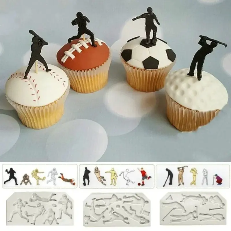 Sports Baseball Golf Football Rugby Fondant Cake Mold Chocolate Mold Suitable for Kitchen Baking Decoration Baking Tools