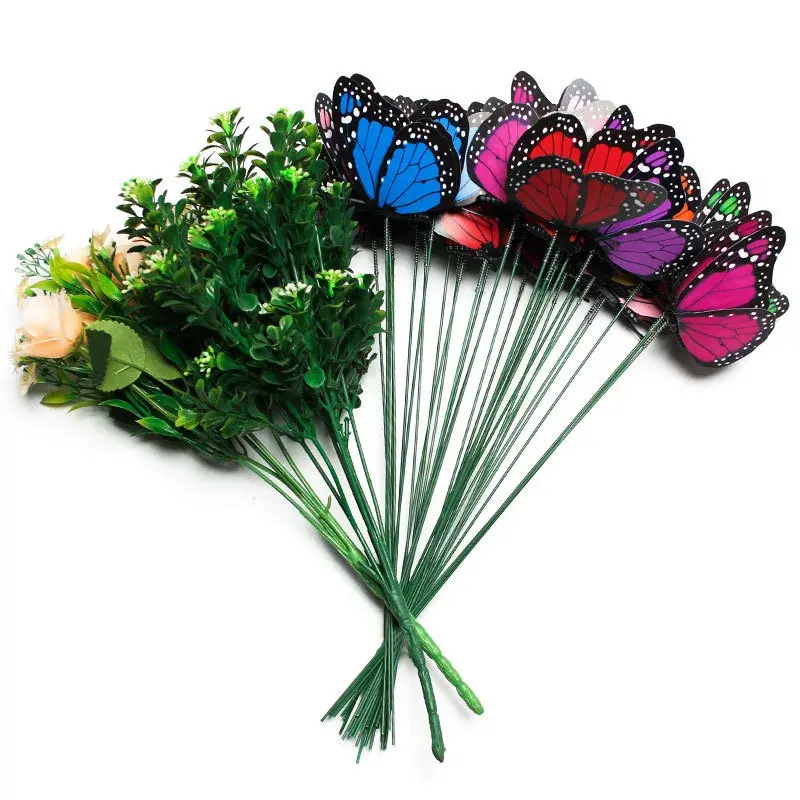 10/20 pcs 3D Monarch Butterfly Simulation Butterfly Waterproof Garden Flower Wedding Yard Planter Outdoor Flower Pots Decoration