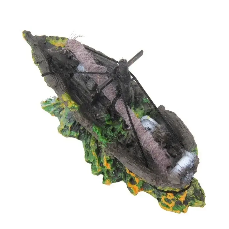 Aquarium Fish Tank Decoration Landscaping Pirate Ship Wreck Retro Resin Design Ship Aquarium Accessories Home Decorations