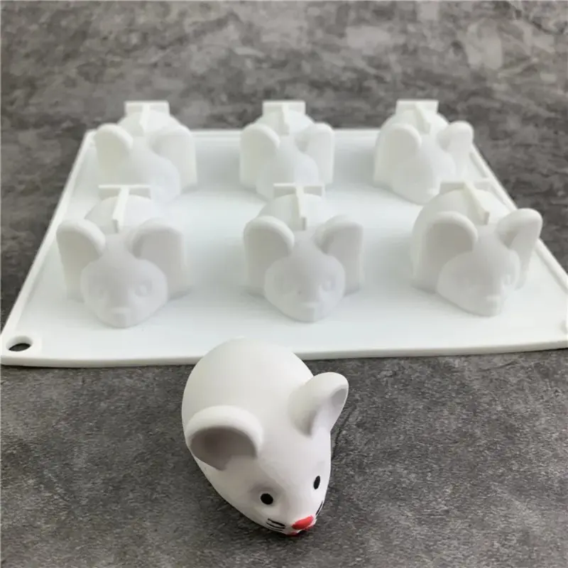 6 Cavity Mouse Mold Mousse Cake Dessert Baking Chocolate Silicone Mold Kitchen Baking Tray Fondant Cake Decorating Tool Cake