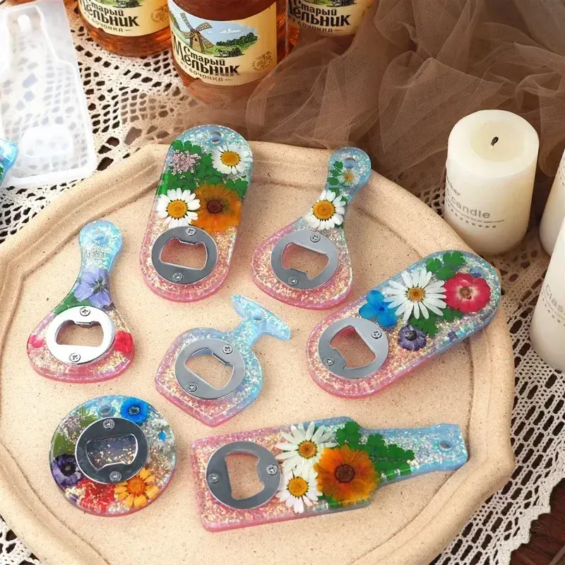 DIY Crystal Resin Epoxy Beer Wrench Bottle Opener Dried Flower Epoxy Mirror Silicone Mold Resin Silicone Mold