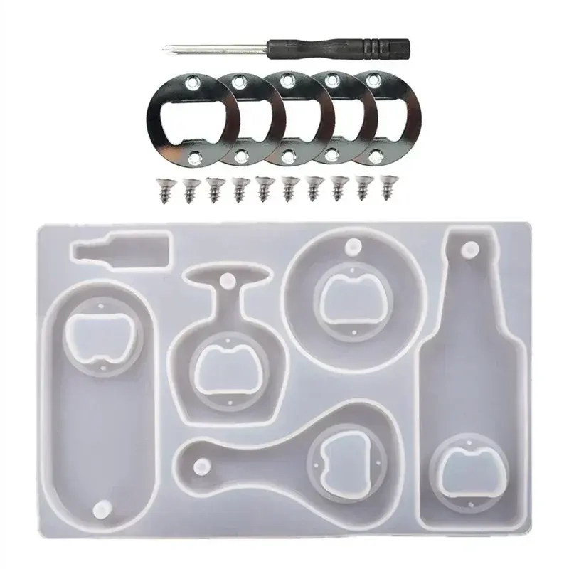 DIY Crystal Resin Epoxy Beer Wrench Bottle Opener Dried Flower Epoxy Mirror Silicone Mold Resin Silicone Mold