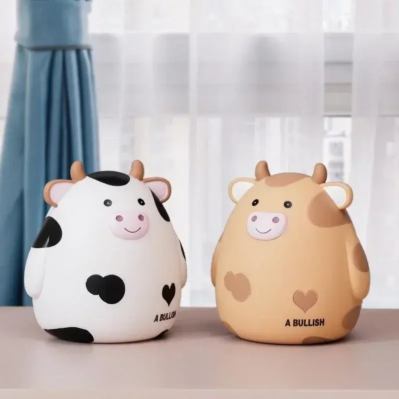 New Cute Cartoon Calf Resin Ornaments Childrens Pet Piggy Bank Home Decoration Children's Gift Coin Bank Accessories