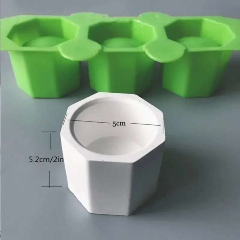 Succulent Flower Pot Silicone Mold Octagonal 3 Hole Concrete Mold Candlestick Mold Clay Mold Random Color