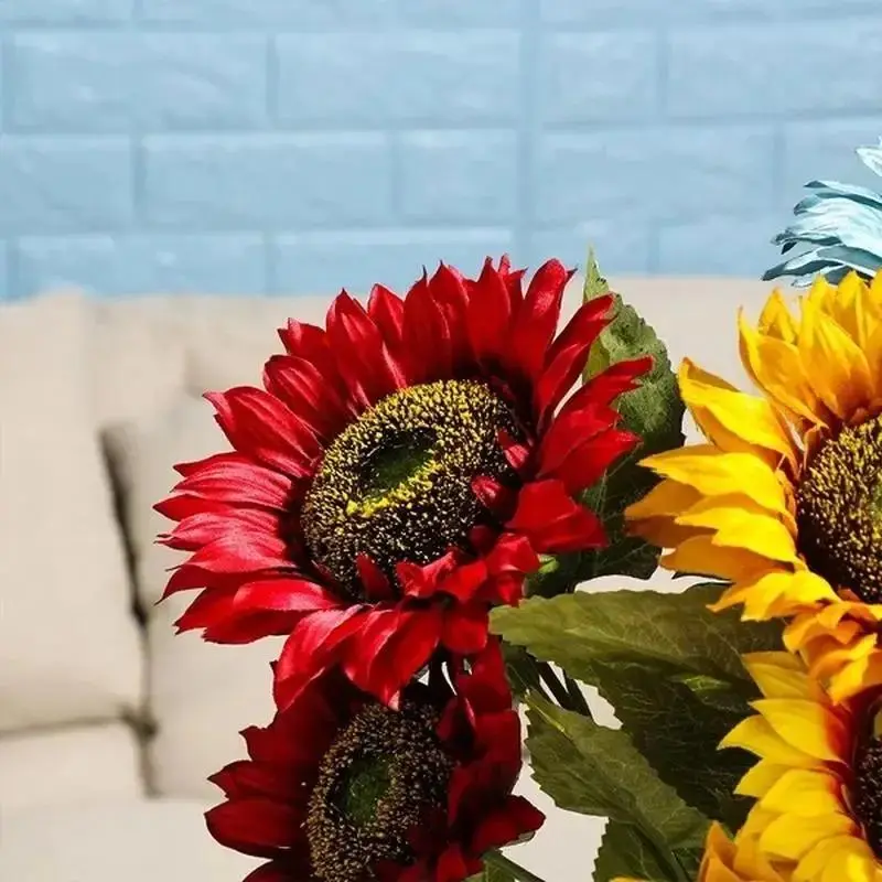 3Head/Bunch Decorative Home Decor DIY Craft FakeFlores Bouquet Artificial Flower Silk Sunflower Wedding Decoration Home Supplies