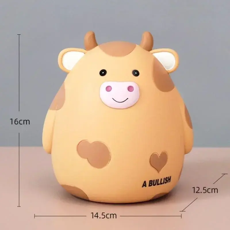New Cute Cartoon Calf Resin Ornaments Childrens Pet Piggy Bank Home Decoration Children's Gift Coin Bank Accessories