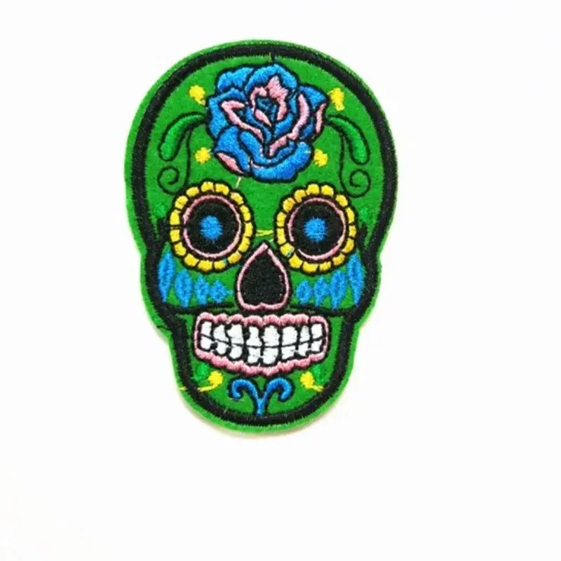 9pcs/set DIY Multicolor Skull Clothing Patches Fashion Jeans Embroidery Cloth Badges Random Colors