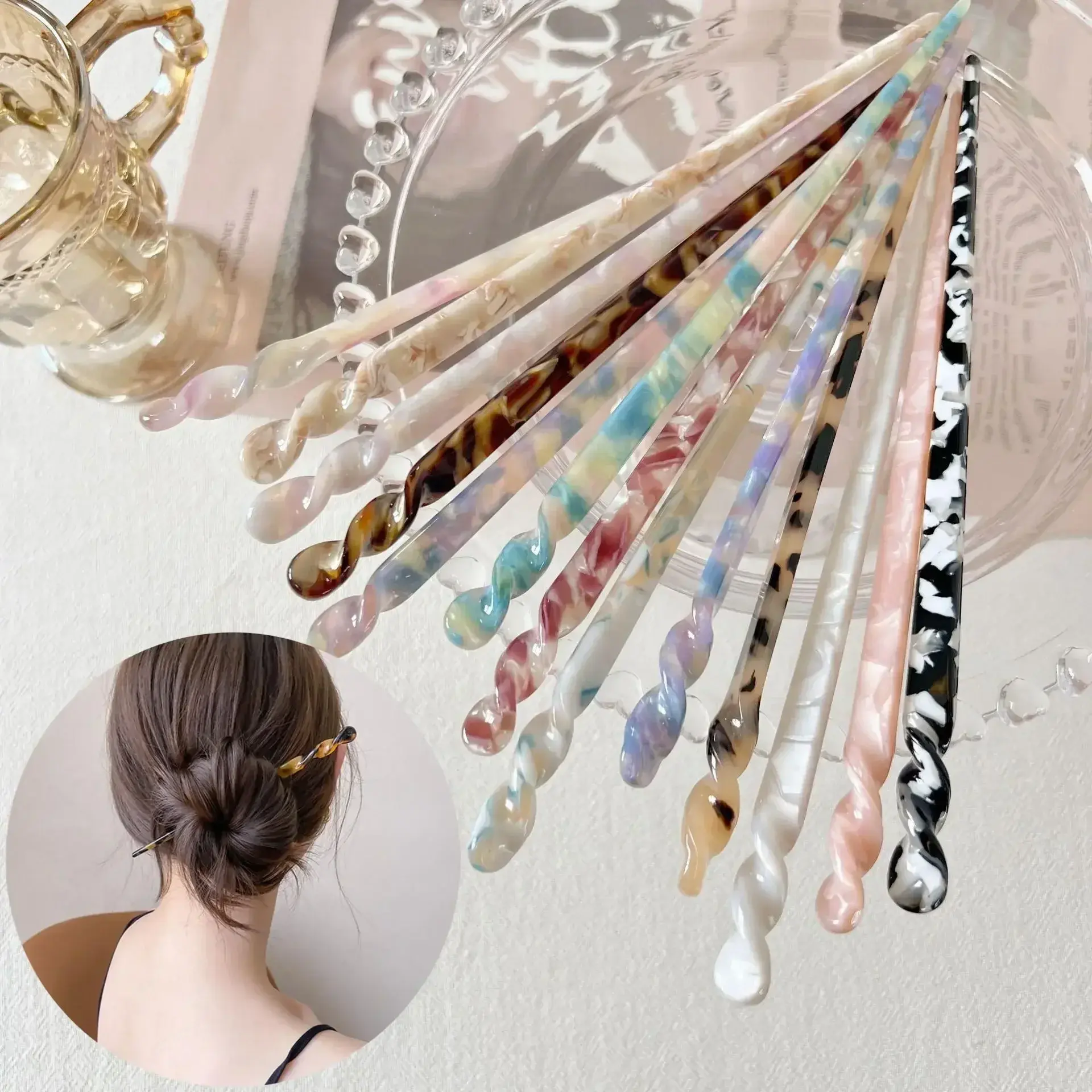 Fashion Chinese Hairpin Retro Acetate Chopsticks Women Hairpin Wedding Jewelry Girl Beauty Modeling Accessories