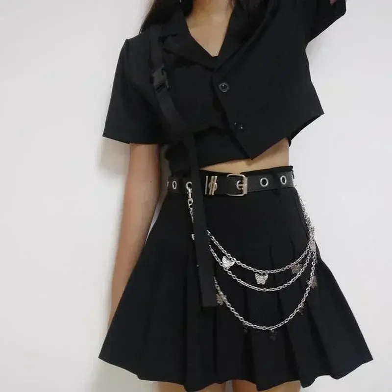 Girls Punk Street Butterfly Belt Waist Chain Women Trousers Multi-layer Hip Hop Crochet Pants Trousers Accessories