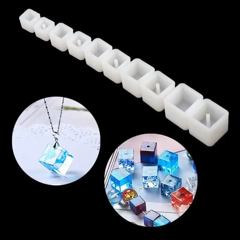 10 Pieces/set DIY Round Square Beads Silicone Resin Mold Jewelry Making Resin Casting Mold
