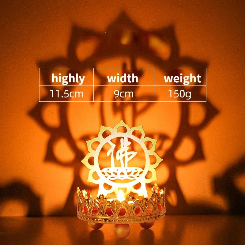 Hollow Flower Candle Holder Lotus Buddha Lamp Base Ornaments Metal Light and Shadow Art