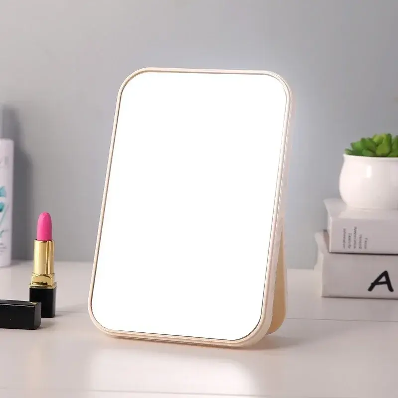 HD Single Size Large Makeup Mirror Desktop Solid Color Folding Dressing Tool Portable Large Square Princess Mirror Makeup Mirror