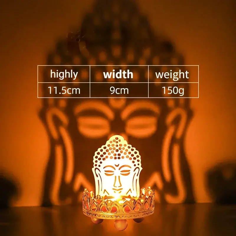Hollow Flower Candle Holder Lotus Buddha Lamp Base Ornaments Metal Light and Shadow Art