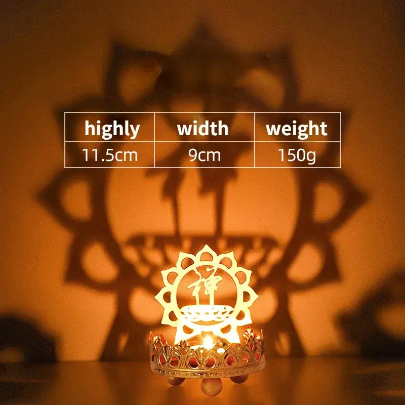 Hollow Flower Candle Holder Lotus Buddha Lamp Base Ornaments Metal Light and Shadow Art