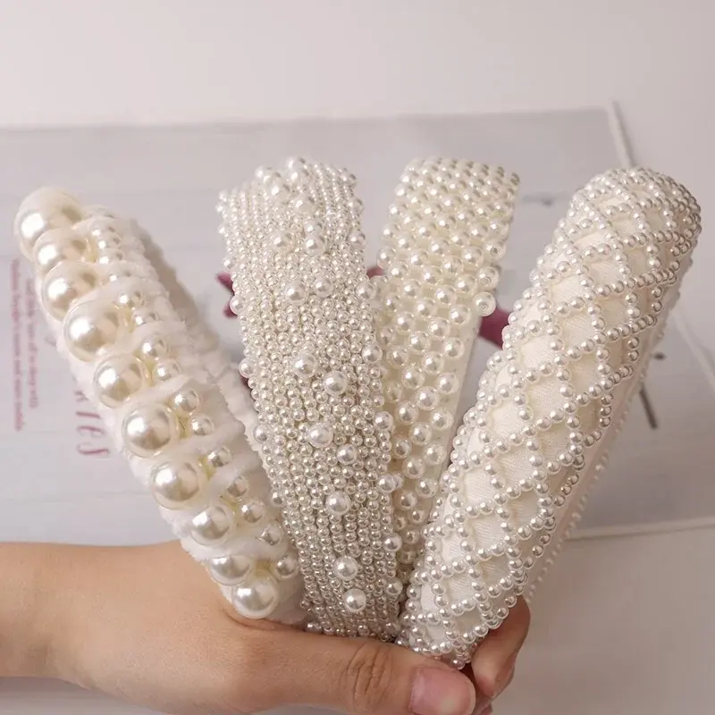 New Fashion Retro Pearl Headbands Exquisite Hair Accessories Lady Hands Girl's Hair Accessories Elegant Temperament famale Gift