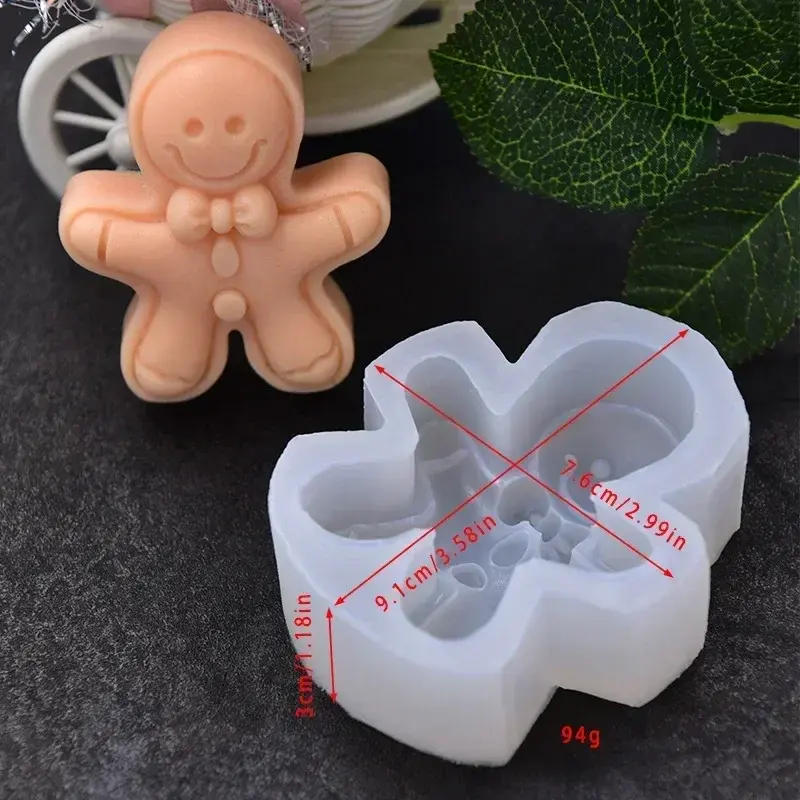 Cute Little Gingerbread Man Silicone Mold New Gingerbread Candy Cake DIY Candle Mold Holiday Gift Christmas Decoration Tool