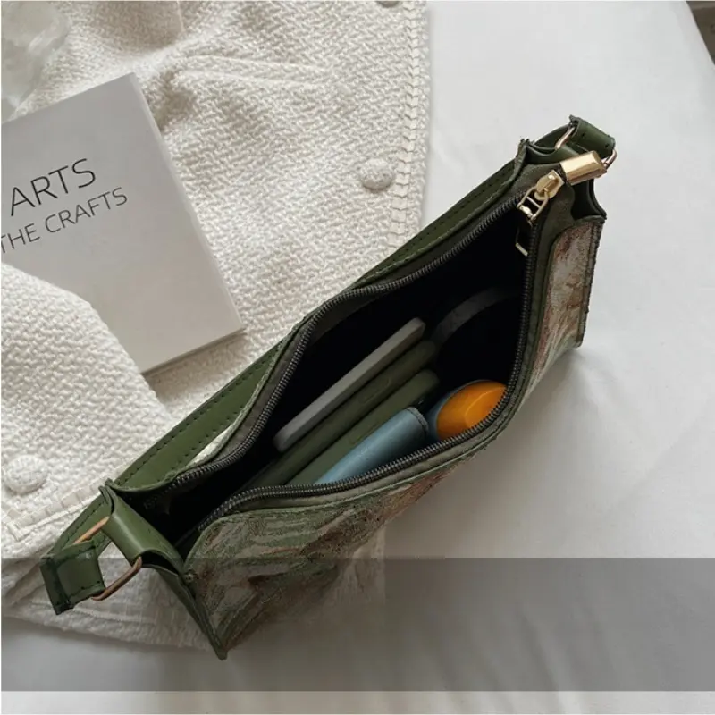 Female Travel Small Totes Women's Underarm Bags Autumn Trendy New Oil Painting Shoulder Bag Cute Simple Handbags and Purses