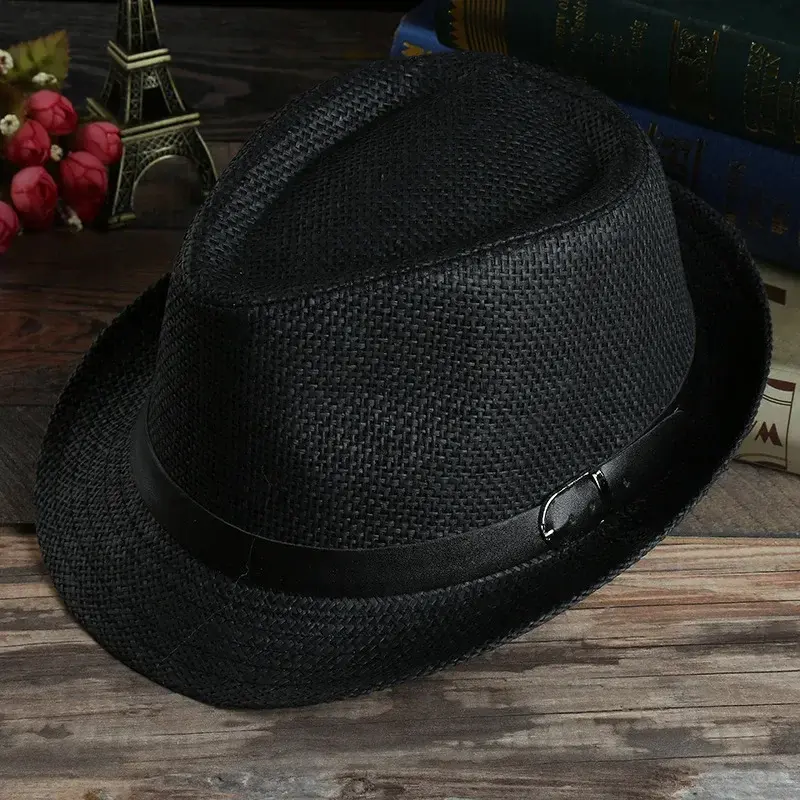 Gentleman Sun Hat Holiday Men Straw Hat Cowboy Summer Retro Panama Travel Journey Casual Caps Elegant Male Chapeau Wide Brim