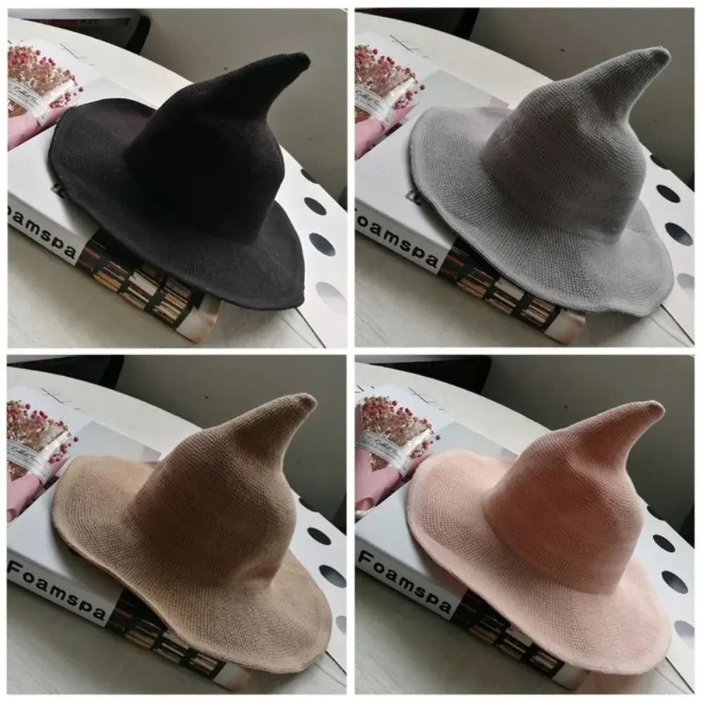 New Halloween Fashion Women Fold Caps Witch Hat Party Witch Hat Black Oxford Cloth Witch Hats Prop Decoration Hats Accessories