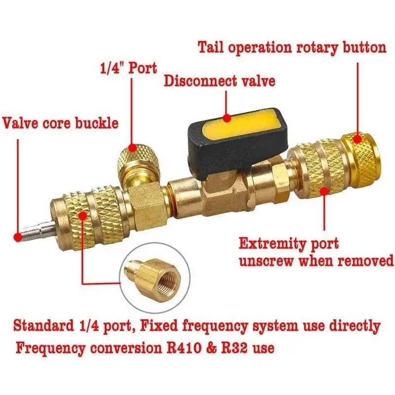 HVAC Valve Core Remover Installer Dual Size SAE 1/4 And 5/16 Port Air Conditioning Line Repair Tools For R22 R410A Car Tools