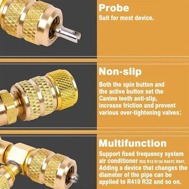 HVAC Valve Core Remover Installer Dual Size SAE 1/4 And 5/16 Port Air Conditioning Line Repair Tools For R22 R410A Car Tools