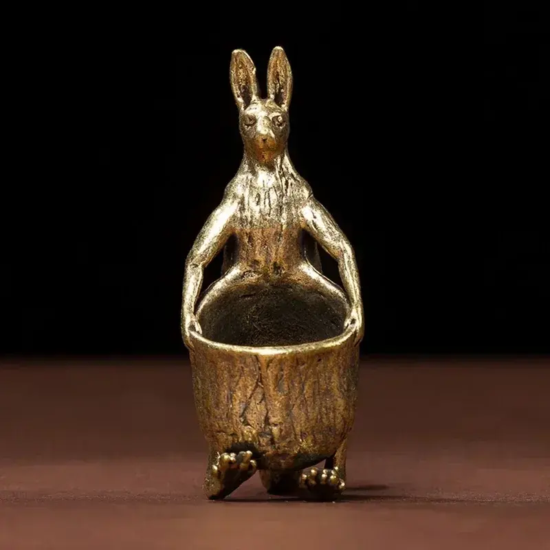Solid Brass Kangaroo Statue Desk Ornament Retro Copper Animal Miniature Figurine Decoration Gifts Home Decors Crafts Accessories