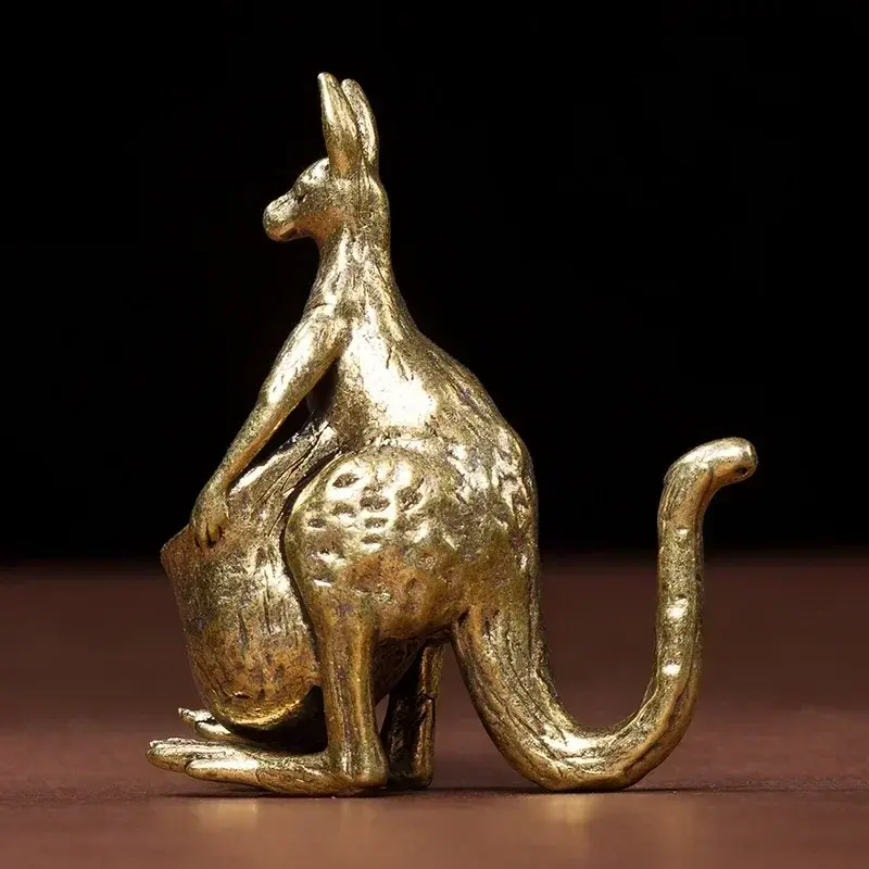 Solid Brass Kangaroo Statue Desk Ornament Retro Copper Animal Miniature Figurine Decoration Gifts Home Decors Crafts Accessories