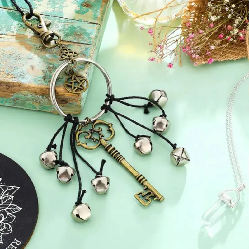 Witch Home Protection Decoration Kitchen Decoration Key Pendant Witch Bell Door Witch Bell Supplies Antique Magic Keys