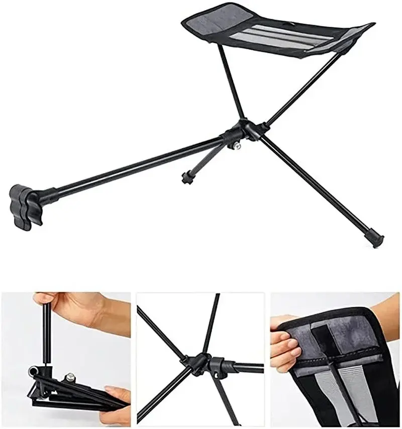 Portable Folding Retractable Footstool Leg Rest Camping Chair Kit for Lounger Swing Chair Moon Chair Beach Chair